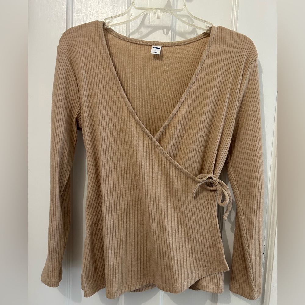 Tie waist ribbed long sleeve